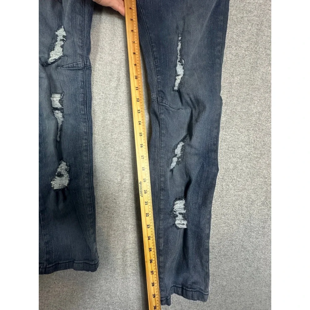 Rebel Minds Distressed Jeans Mens 32x32 Dark Blue Slim Ripped Streetwear